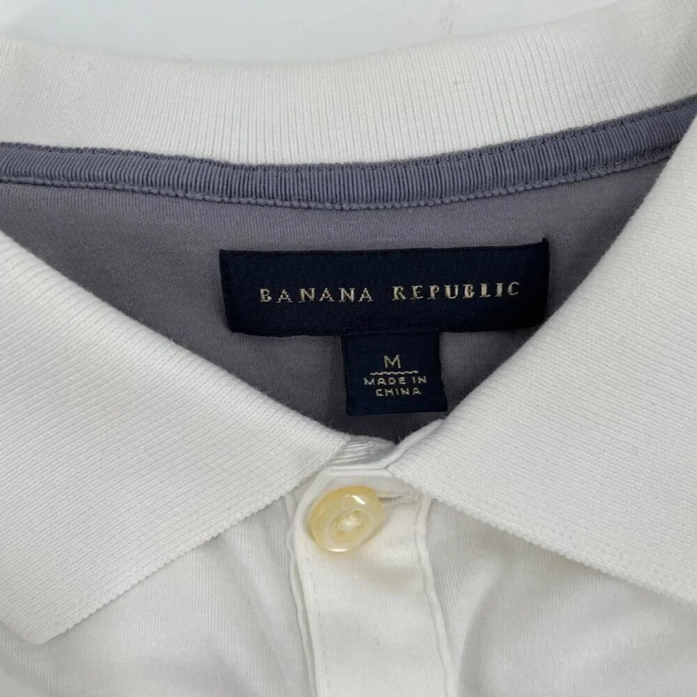 LOT of 3 Banana Republic Fitted Short Sleeve Polo Shirts Mens Medium Classic
